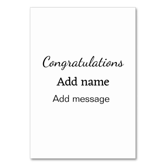 Numeração De Mesa Parabéns adicionam nome mensagem simples formando (Frente)