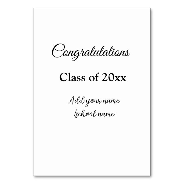 Numeração De Mesa Parabéns de graduação simples, adicionar classes m (Frente)