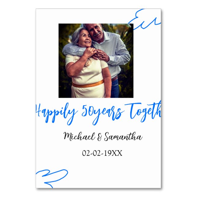 Numeração De Mesa parabéns para 50 anos de aniversário foto folha az (Frente)