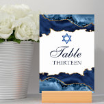 Numeração De Mesa Partido Mitzvah, Marinho Azul, Bar de Agate Dourad<br><div class="desc">O azul e o ouro marinho elegantes enfeitam esses números de tabela do Bar moderno Mitzvah. Seu número de tabela está escrito em um belo roteiro formal sob a Estrela de David. Legal decoração para uma família judia na moda.</div>