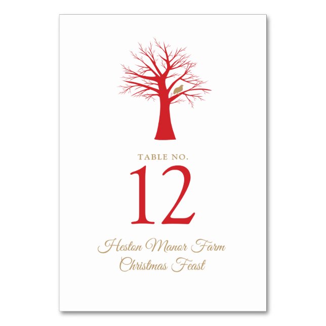 Numeração De Mesa Partucho de Natal em uma árvore de Natal (Frente)