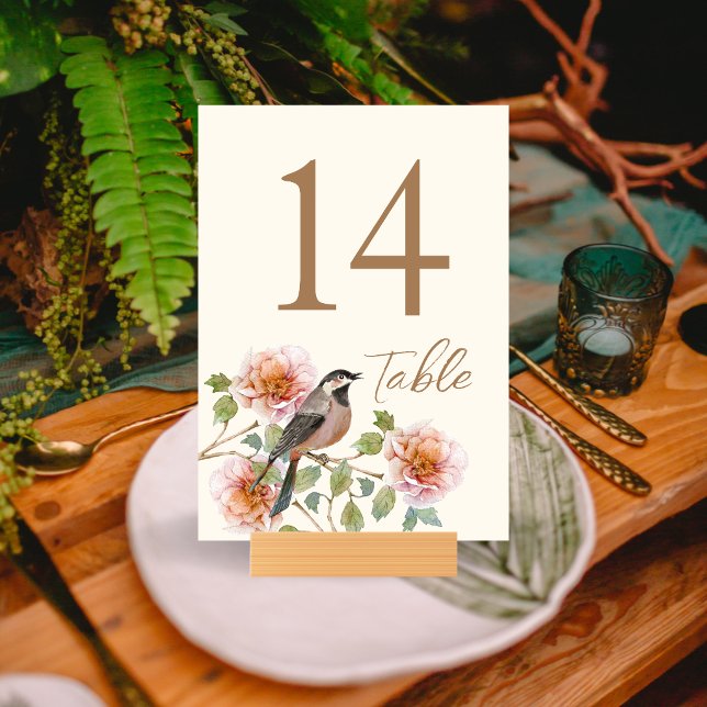 Numeração De Mesa Pássaro em Florais Casamento (Criador carregado)