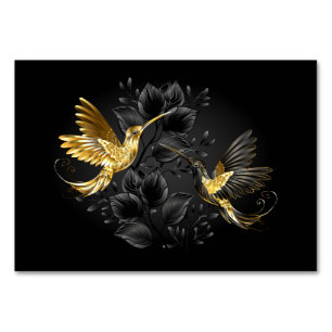 Numeração De Mesa Pássaro Humino Negro e Dourado