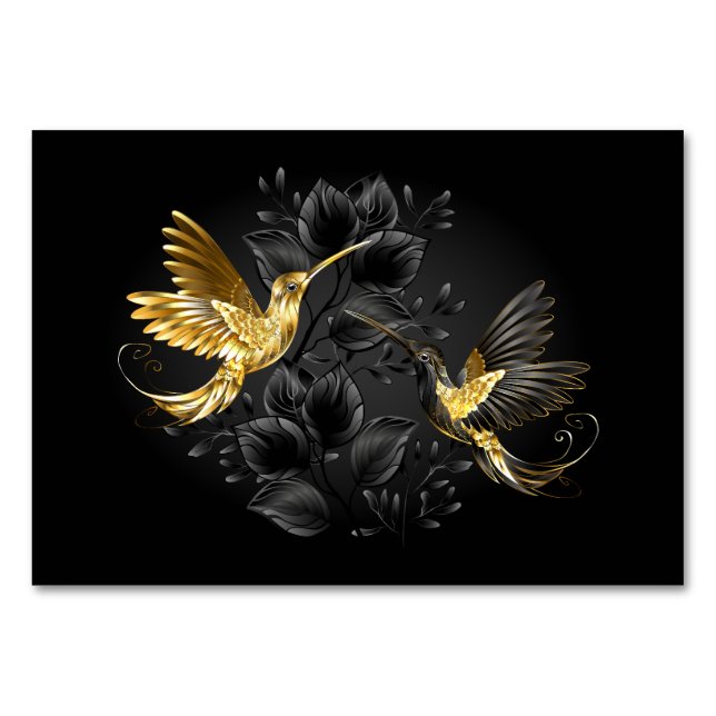 Numeração De Mesa Pássaro Humino Negro e Dourado (Frente)