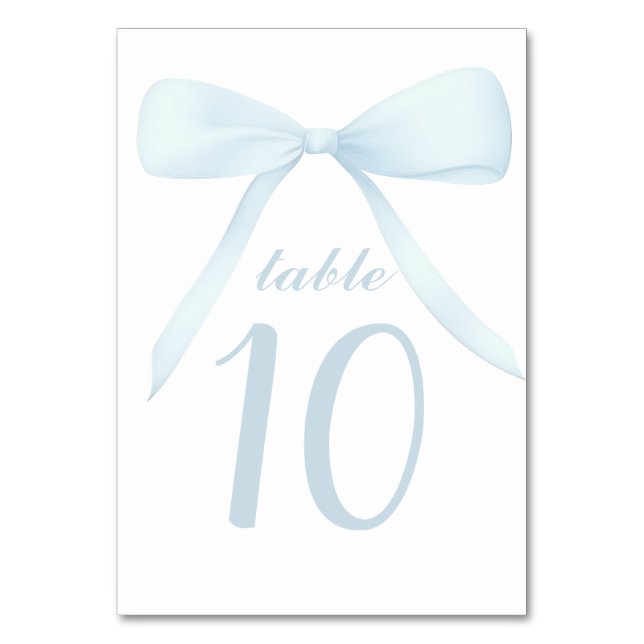 Numeração De Mesa pastel blue bow Table Numbers (Frente)