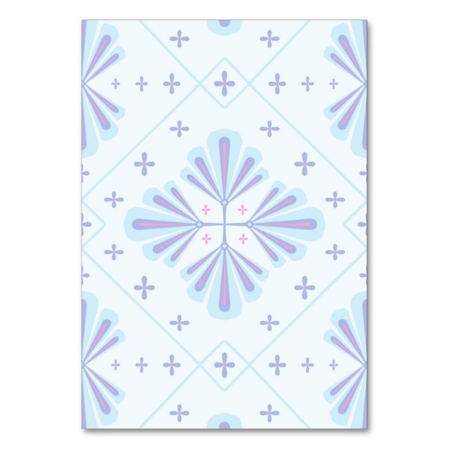 Numeração De Mesa Pastel Blue Geometric Floral Repeat Pattern  (Frente)