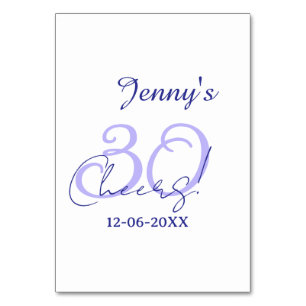 Numeração De Mesa Pastel comemora 30º aniversário roxo elegante nome