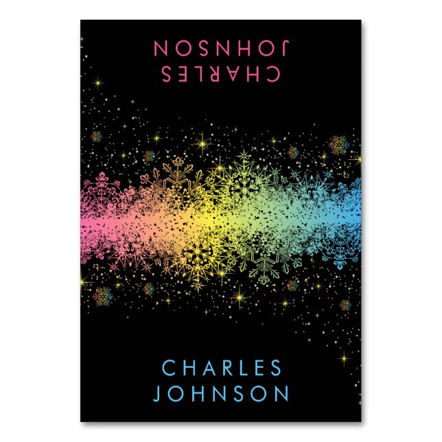 Numeração De Mesa Pastel Rainbow Snowflakes Placas de Colocação (Frente)