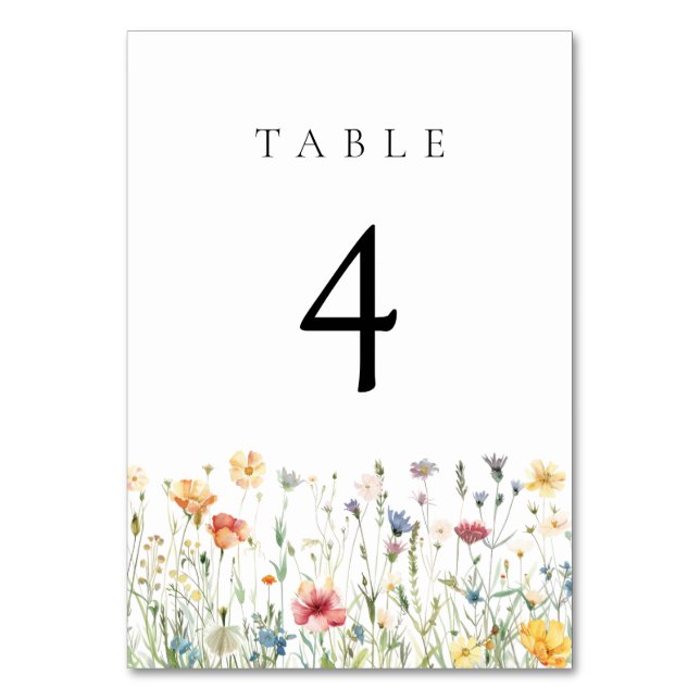 Numeração De Mesa Pastel Wildflower Wedding Table Number (Frente)