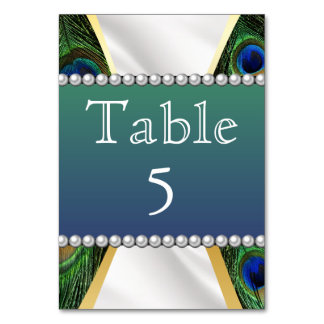 Numeração De Mesa Pavão com Dourada Prata Drapery