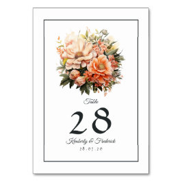 Numeração De Mesa Peach Fuzz Floral Wedding