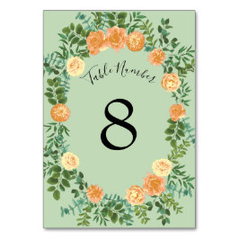 Numeração De Mesa Peach Green Wedding Primavera Pastel Floral