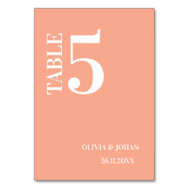 Numeração De Mesa Peach Simple Modern Elegance Weding
