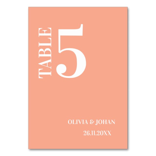 Numeração De Mesa Peach Simple Modern Elegance Weding (Frente)