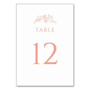 Numeração De Mesa Peach Wildflower Wedding