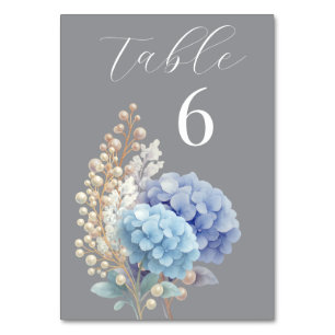 Numeração De Mesa Pearl Hydrangea Blue Waterercolor Casamento Românt