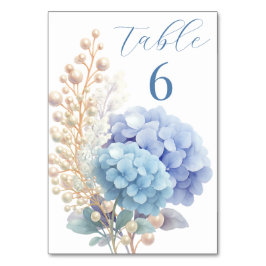 Numeração De Mesa Pearl Hydrangea Blue Waterercolor Casamento Românt