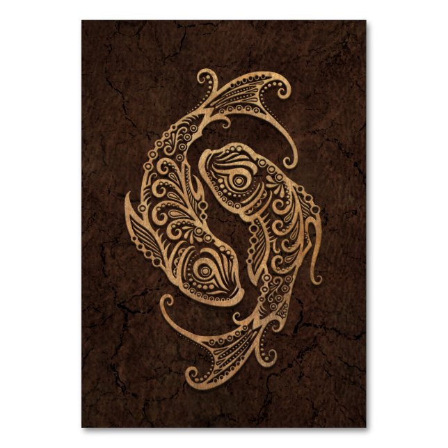 Numeração De Mesa Peixes Russos Símbolo Zodíaco no Efeito da Pedra (Frente)