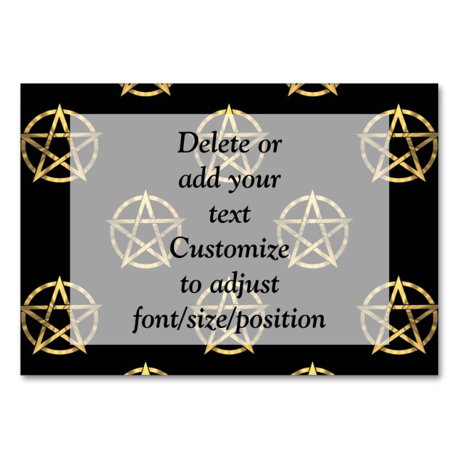 Numeração De Mesa Pentagrama de ouro e preto (Frente)