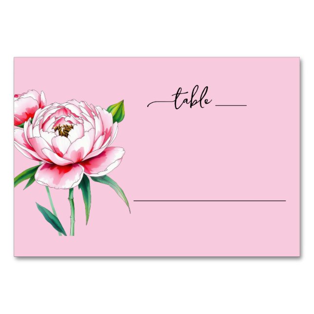 Numeração De Mesa Peônia Aquarela Rosa Romântica (Frente)