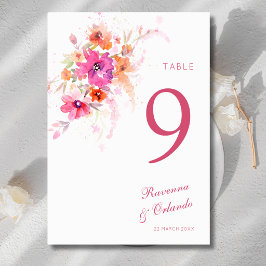 Numeração De Mesa Peônia de Flor Silvestre Pastel Anêmonas Casamento