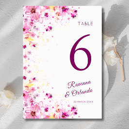 Numeração De Mesa Peônia Rosa Flor de Cerejeira Romance Arte Casamen