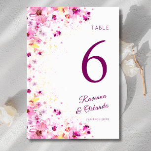 Numeração De Mesa Peônia Rosa Flor de Cerejeira Romance Arte Casamen