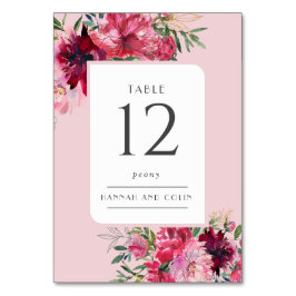 Numeração De Mesa Peônia Rosa Poeira Romântica Moldura Moderna