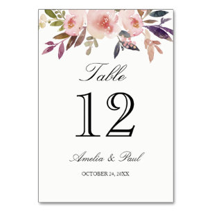 Numeração De Mesa Peônias cor-de-rosa da aguarela que Wedding