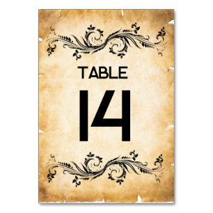 Numeração De Mesa Pergaminho Russo Negro Floreado Vintage
