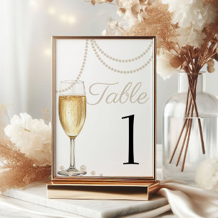 Numeração De Mesa Pérolas e Chá de brunch Bridal Prosecco elegante