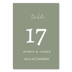 Numeração De Mesa Personalização de Casamento de Script Verde de Sag
