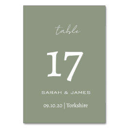 Numeração De Mesa Personalização de Casamento de Script Verde de Sag