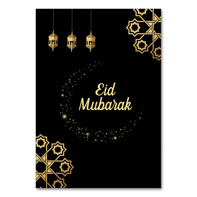 Numeração De Mesa Personalização do Ouro Eid Mubarak (Frente)