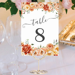 Numeração De Mesa Pêssego Elegante, Peões Laranja Número da Tabela F