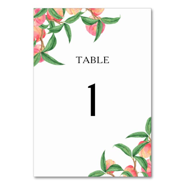 Numeração De Mesa Pêssegos de aquarela - número da mesa de casamento (Frente)