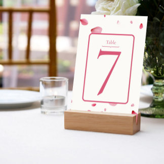Numeração De Mesa Pétalas de Rosa Floral Aquarela