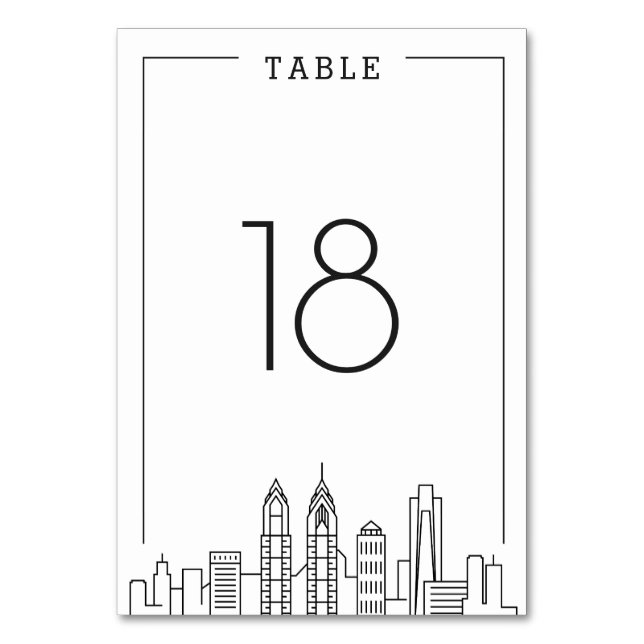 Numeração De Mesa Philadelphia Wedding | Número do quadro (Frente)