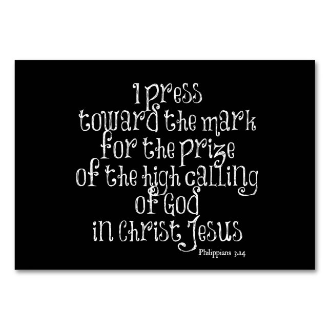 Numeração De Mesa Philippians 3.14 Bíblia Verse (Frente)