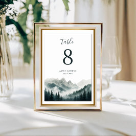 Numeração De Mesa Picos Verdejantes Aquarela Montanha Número da Mesa