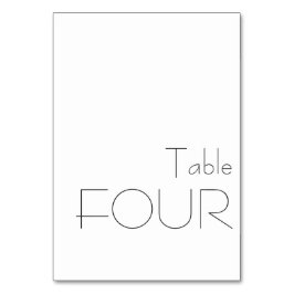 Numeração De Mesa Pictografia branca negra minimalista: quatro