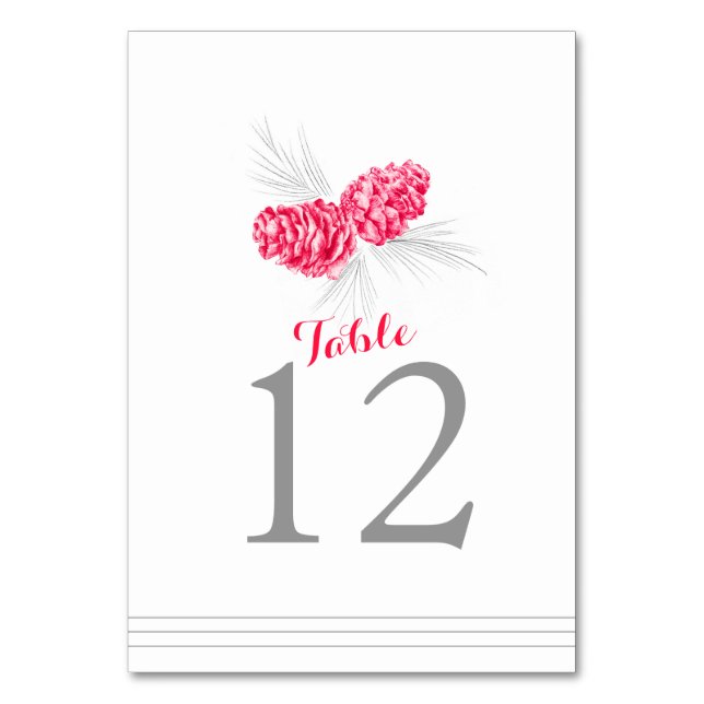 Numeração De Mesa Pine cone art Red White Mesa número (Verso)