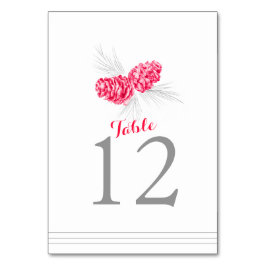 Numeração De Mesa Pine cone art Red White Mesa número
