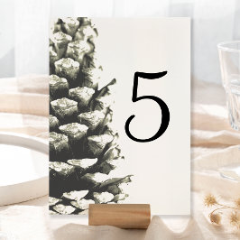Numeração De Mesa Pine Cone Natural sobre Casamento Branco