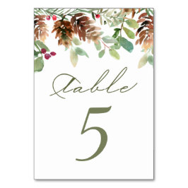 Numeração De Mesa Pine Red Berry Winter Greener Table Number