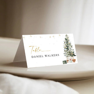 Numeração De Mesa Pine Tree Christmas Wedding Folded Place Card