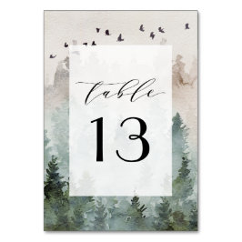 Numeração De Mesa Pine Tree Forest Rustic Watercolor Pensou Casament