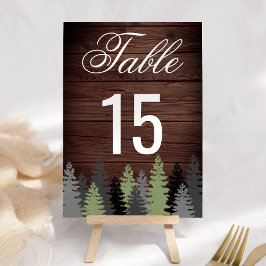 Numeração De Mesa Pinheiros de Madeira Rústica Casamento de Inverno