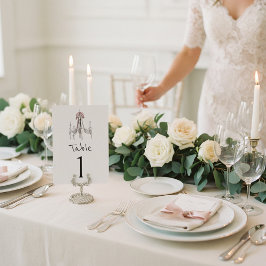 Numeração De Mesa Pink Bow Chandelier Sketch Table Number