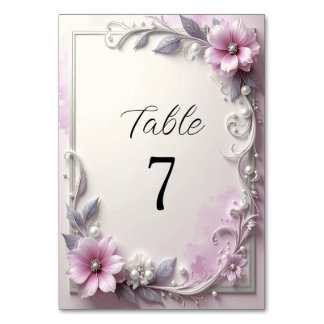 Numeração De Mesa Pink Floral Frame Table Number
